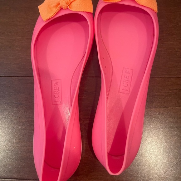 nwot/nwob J. Crew Factory Rainy Day Ballet Flats Pink & Orange jelly bow Flats 6 - Picture 4 of 14